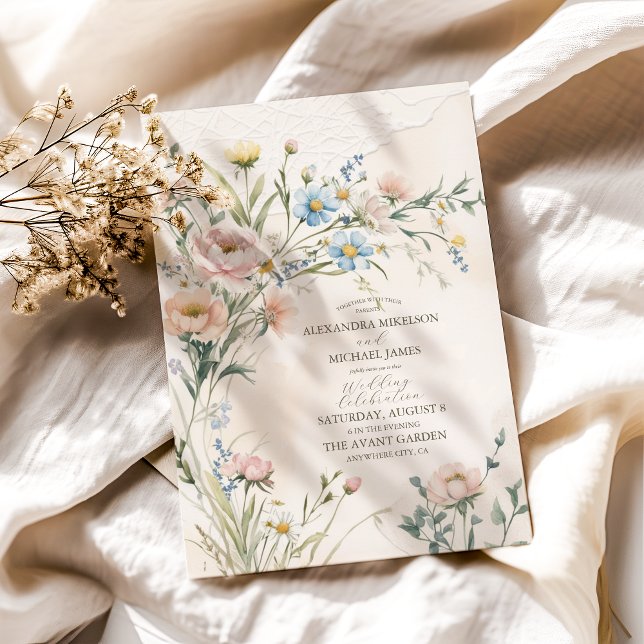 Whimsical Pastel Wildflower Wedding Invitation (Creator Uploaded)