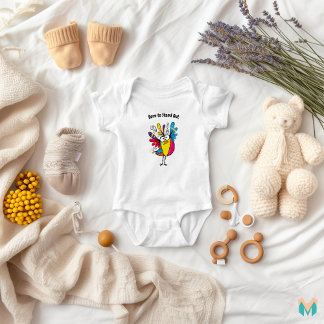 Whimsical Patchwork Bird Design Baby Bodysuit