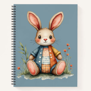 Whimsical Patchwork Bunny Cottagecore Woodland Notebook