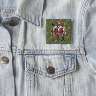 Whimsical Patchwork Christmas Nutcracker Trio 15 Cm Square Badge