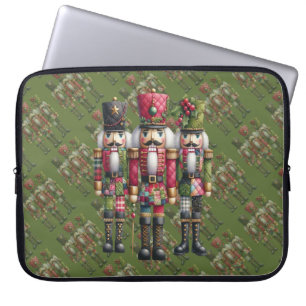 Whimsical Patchwork Christmas Nutcracker Trio Laptop Sleeve