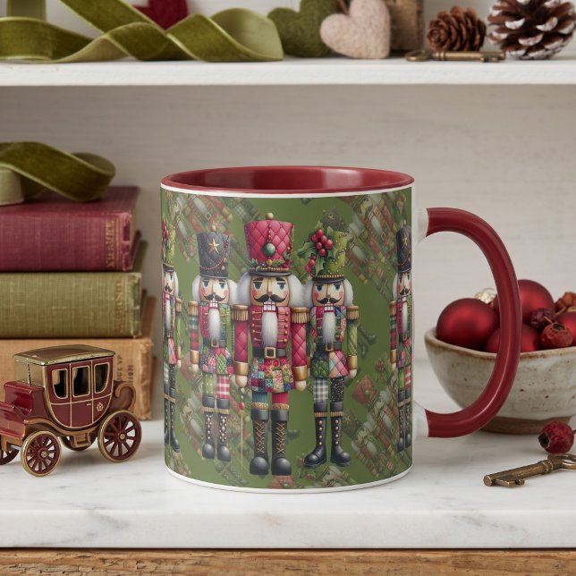 Whimsical Patchwork Christmas Nutcracker Trio Mug (Whimsical Patchwork Christmas Nutcracker Trio Mug)