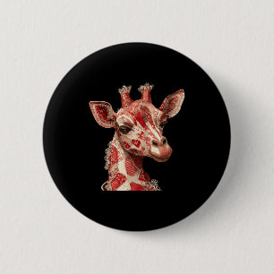 Whimsical Patchwork Hearts Romantic Giraffe  6 Cm Round Badge
