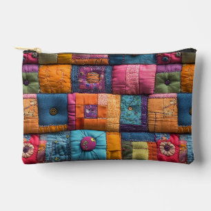 Whimsical Patchwork Quilt Pattern: Colorful Design Accessory Pouch