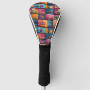 Whimsical Patchwork Quilt Pattern: Colorful Design Golf Head Cover