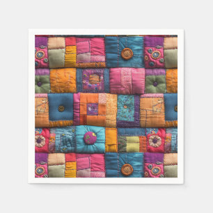 Whimsical Patchwork Quilt Pattern: Colorful Design Napkin