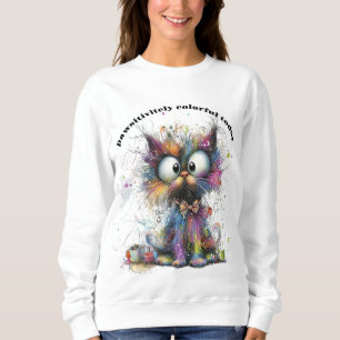 Whimsical Pawsitivitley Colourful Cat Customisable Sweatshirt