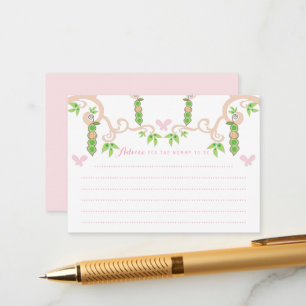 Whimsical Pea In A Pod Girl Baby Shower Game Mummy Advice Card