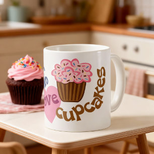 Whimsical Peace Love Cupcakes Mug