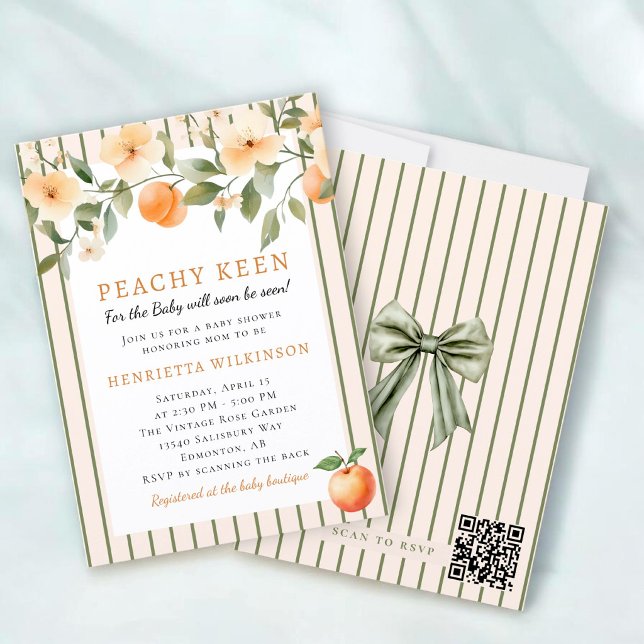 Whimsical Peach Blossom Baby Shower Invite (Creator Uploaded)