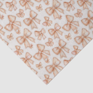 Whimsical Peach Coquette Bows New Baby Shower Tissue Paper