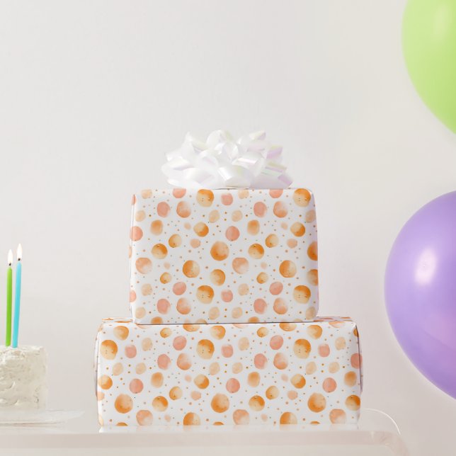 Whimsical Peach Dots Birthday Wrapping Paper (Party Gifts)