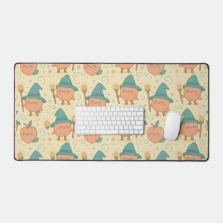 Whimsical Peach Fantasy Fabric Desk Mat