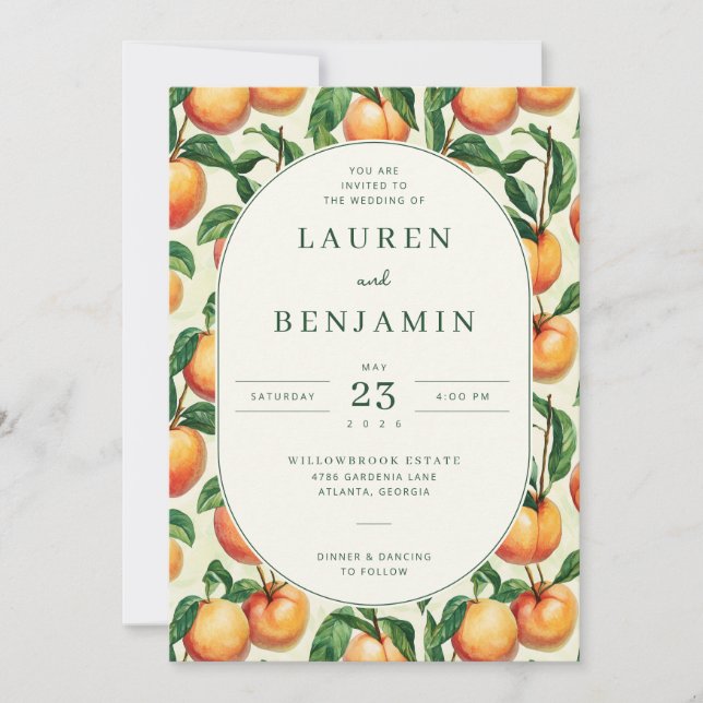 Whimsical Peach Watercolor Illustration Invitation (Front)