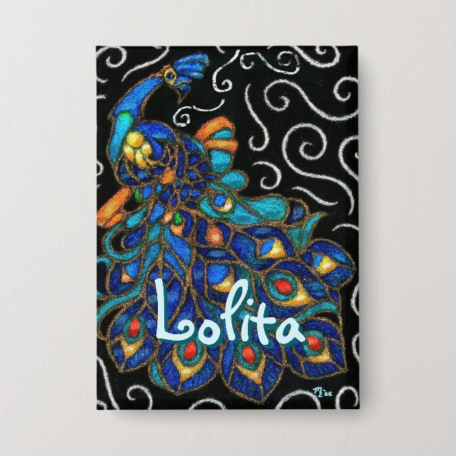 Whimsical Peacock Chalk Pastel Bird Personalised (Front)