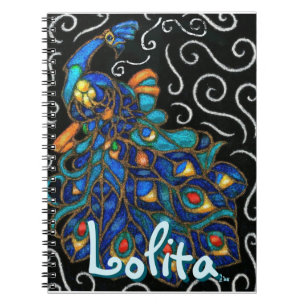 Whimsical Peacock Chalk Pastel Bird Personalised Notebook