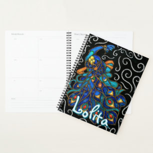 Whimsical Peacock Chalk Pastel Bird Personalised Planner