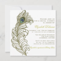 Whimsical Peacock Feather Bridal Shower Invitation