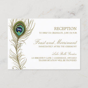 Whimsical Peacock Feather Reception Card