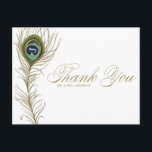 Whimsical Peacock Feather Thank You Postcard<br><div class="desc">Whimsical Peacock Feather Thank You Postcard 
 Customisable postcard featuring whimsical peacock feather illustration. Matching items area available.</div>