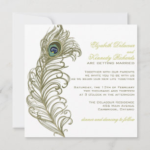 Whimsical Peacock Feather Wedding Invitation