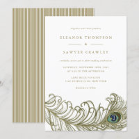 Whimsical Peacock Feather Wedding Invitation