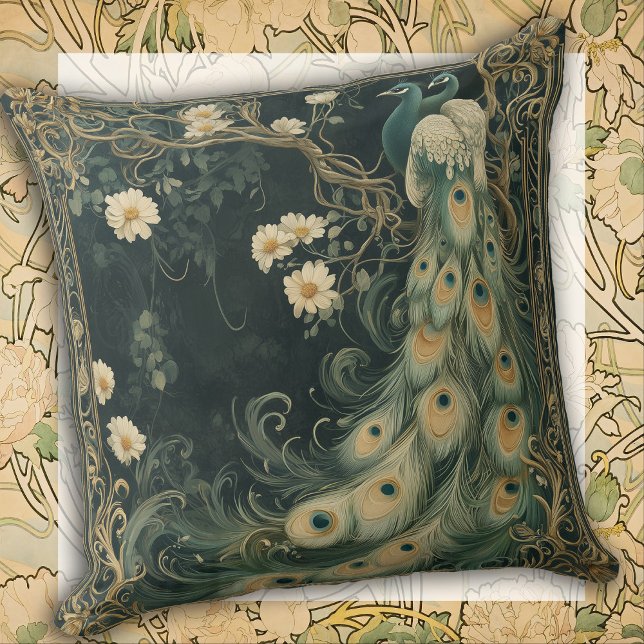 Whimsical Peacock Home Décor Accent Throw Pillow (Creator Uploaded)