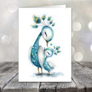 Whimsical Peacock Mother's Day Holiday Card
