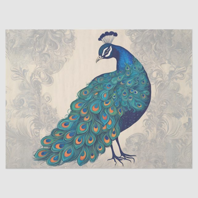 Whimsical Peacock Tissue Paper (Front)
