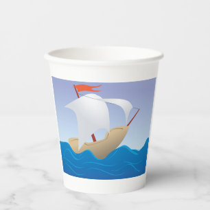 Whimsical Peanut Boat Minimalist Sailing Ship Paper Cups