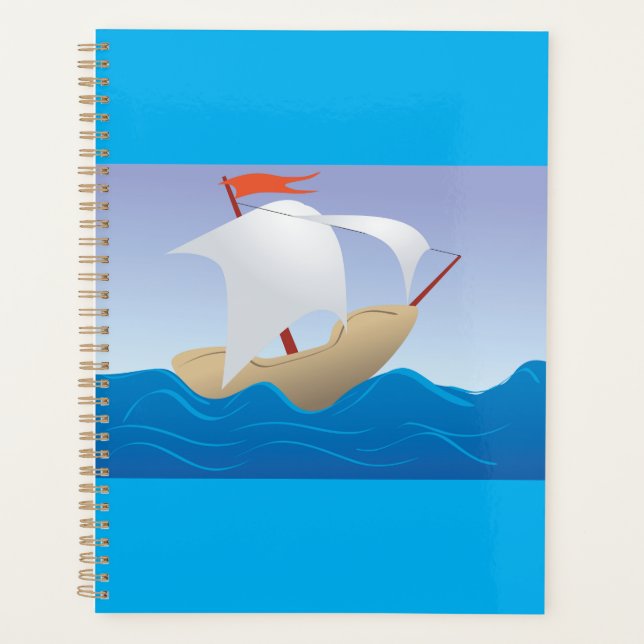 Whimsical Peanut Boat Minimalist Sailing Ship Planner (Front)