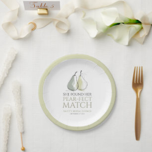 Whimsical Pears Pear-fect Match Bridal Shower Paper Plate