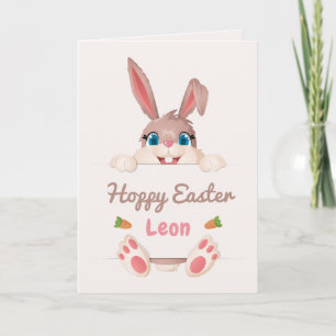 Whimsical Peeking Hoppy Easter Cute Carrot Card