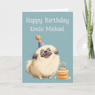 Whimsical Pekingese Dog Birthday Card