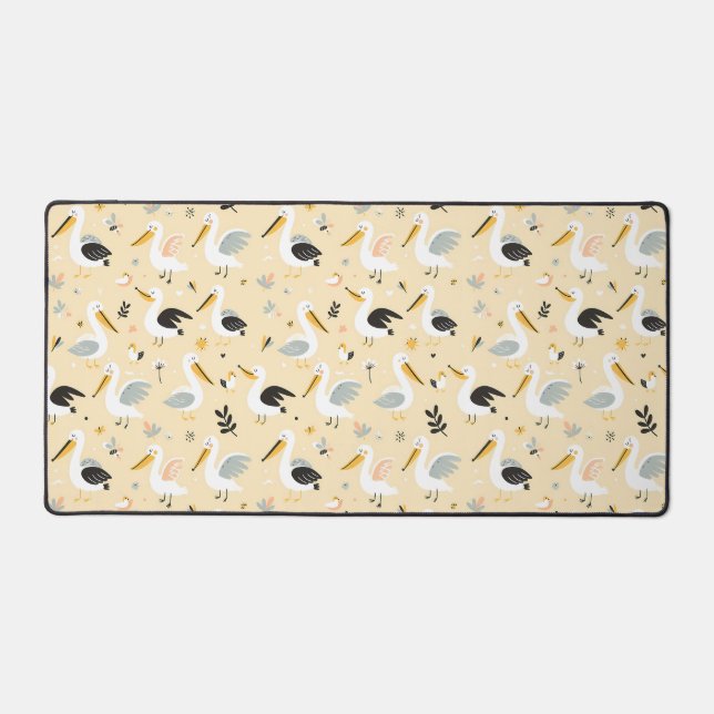 Whimsical Pelican Paradise Desk Mat (Front)