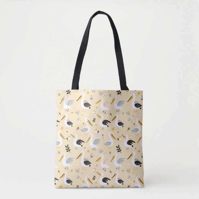 Whimsical Pelican Paradise Tote Bag (Front)