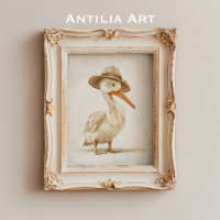 Whimsical Pelican Portrait Painting Water Bird