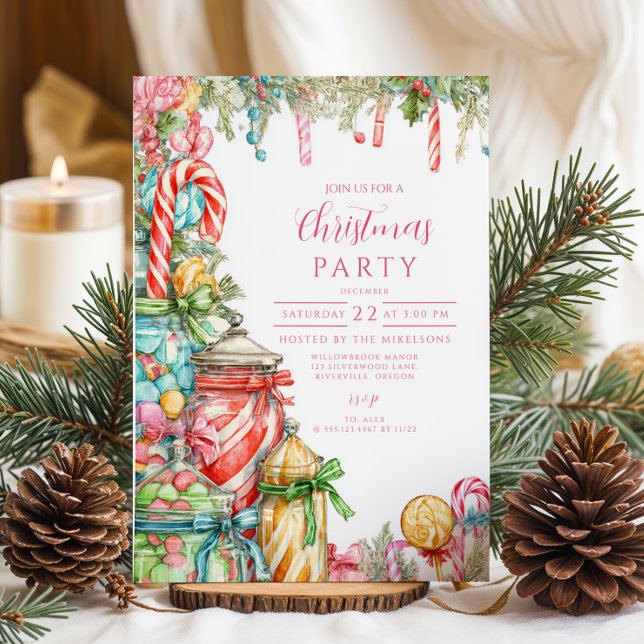 Whimsical Peppermint Holiday Invitation (Creator Uploaded)