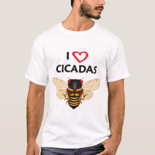 Whimsical Periodic "I Love Cicadas" Design T-Shirt