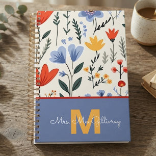 Whimsical Periwinkle Floral Meadow Teacher Gift Planner