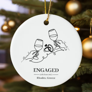 Whimsical Personalised Engagement Christmas Ceramic Tree Decoration
