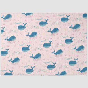 Whimsical Personalised Floral Whale Tissue Paper