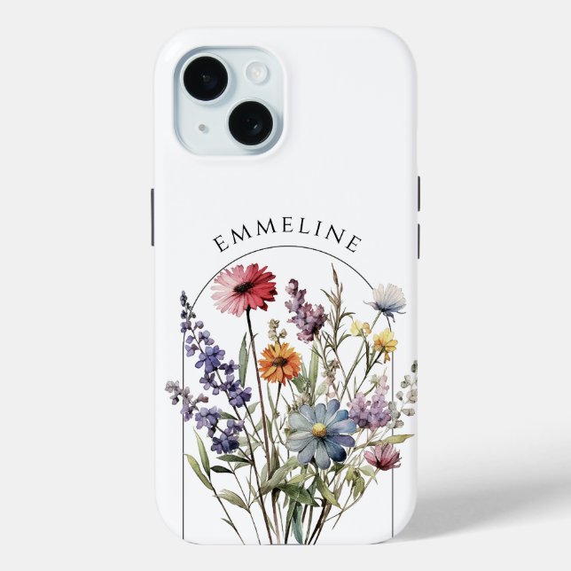 Whimsical Personalised Floral Wildflower Bouquet Case-Mate iPhone Case (Back)