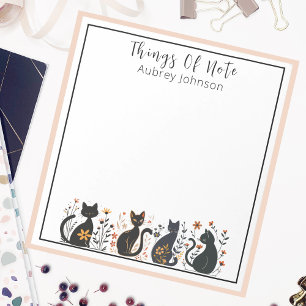 Whimsical Personalised "Things Of Note" Black Cat Notepad