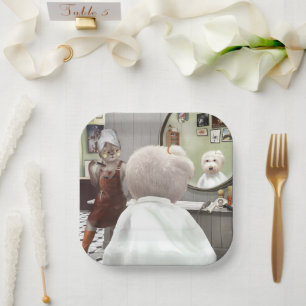Whimsical Pet Barber Shop Paper Plate