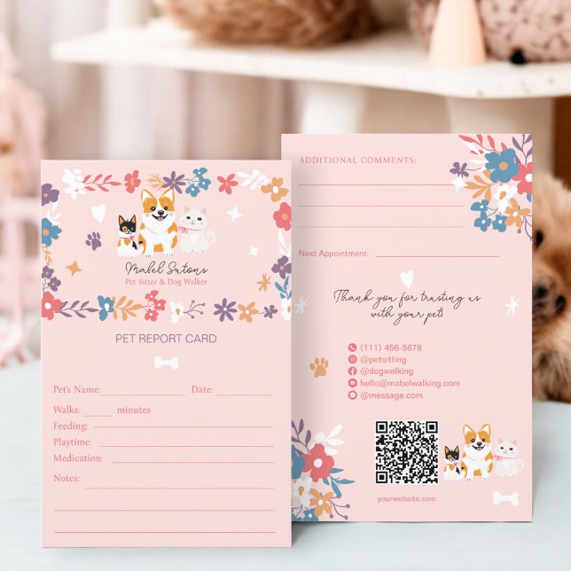 Whimsical pet sitter dog walker pet report card (Whimsical pet sitter dog walker pet report card)