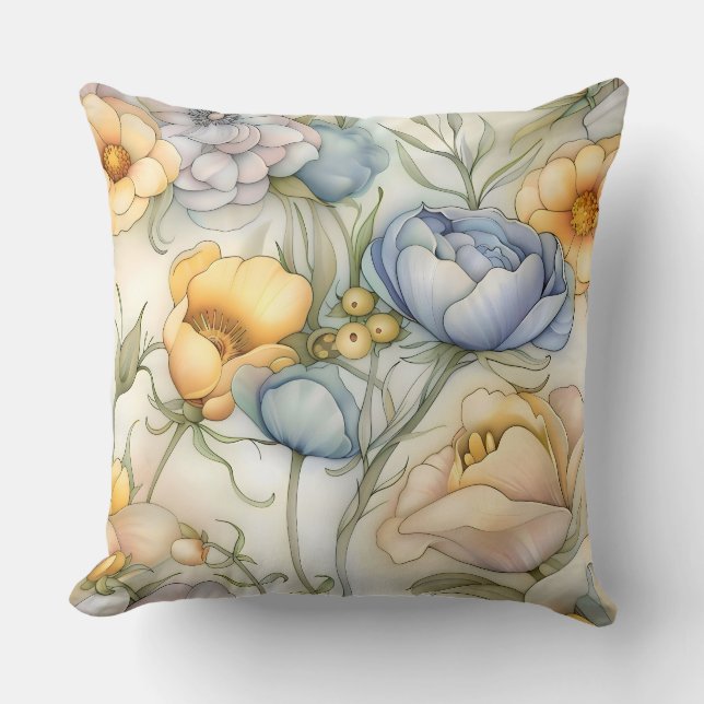 Whimsical Petal Illumination Botanical Cushion (Front)