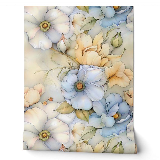 Whimsical Petal Illumination Botanical Wallpaper (Unrolling)