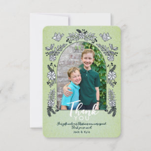 Whimsical Photo Arch Flowers Christmas Thank You Card