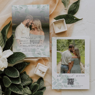 Whimsical Photo Eucalyptus Wedding Invitation
